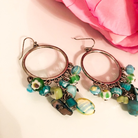 Turquoise Beaded Earrings - Picture 3 of 6
